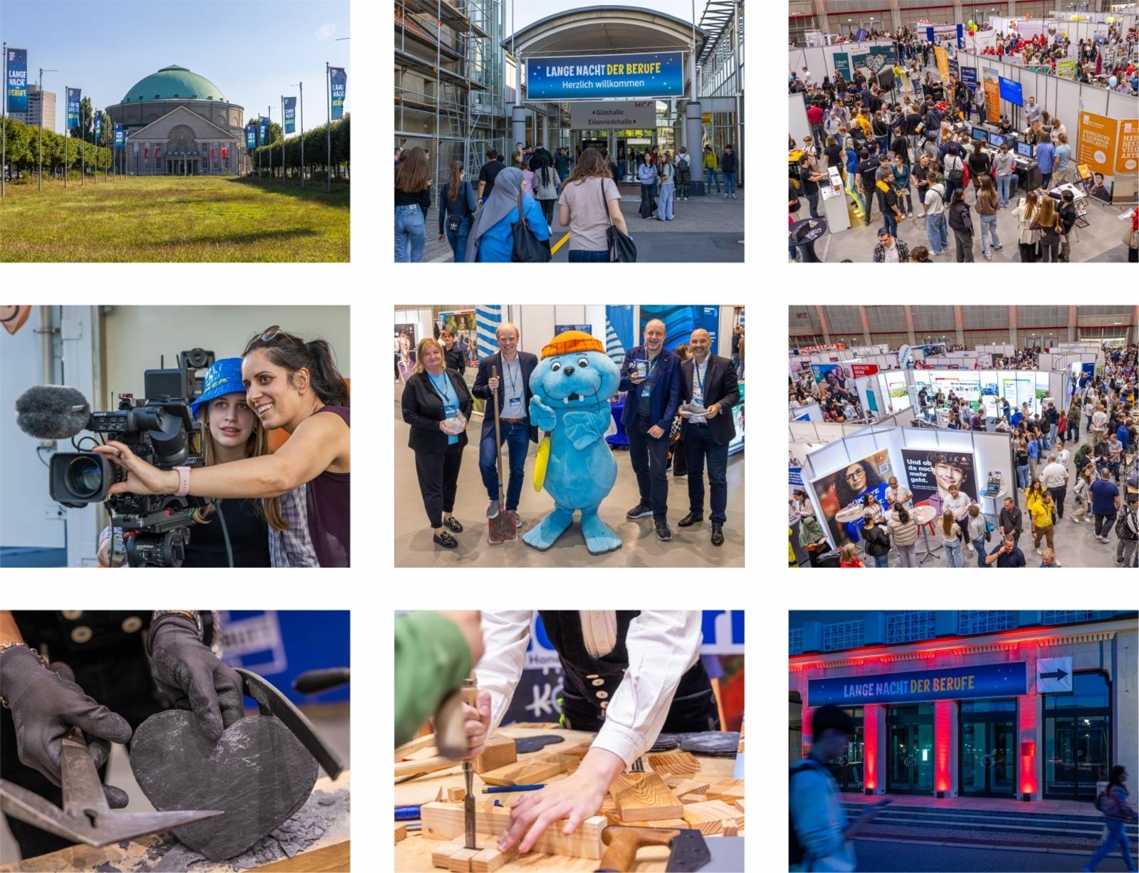 Eine Fotocollage mit Impressionen von der 15. Langen Nacht der Berufe 2024.