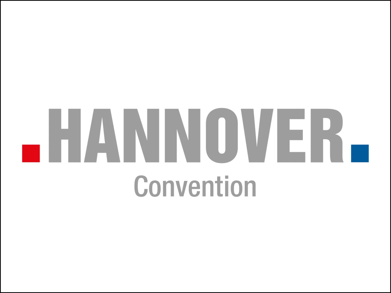 Logo of "Hannover Convention" with gray lettering on a white background, supplemented by a red and blue dot.