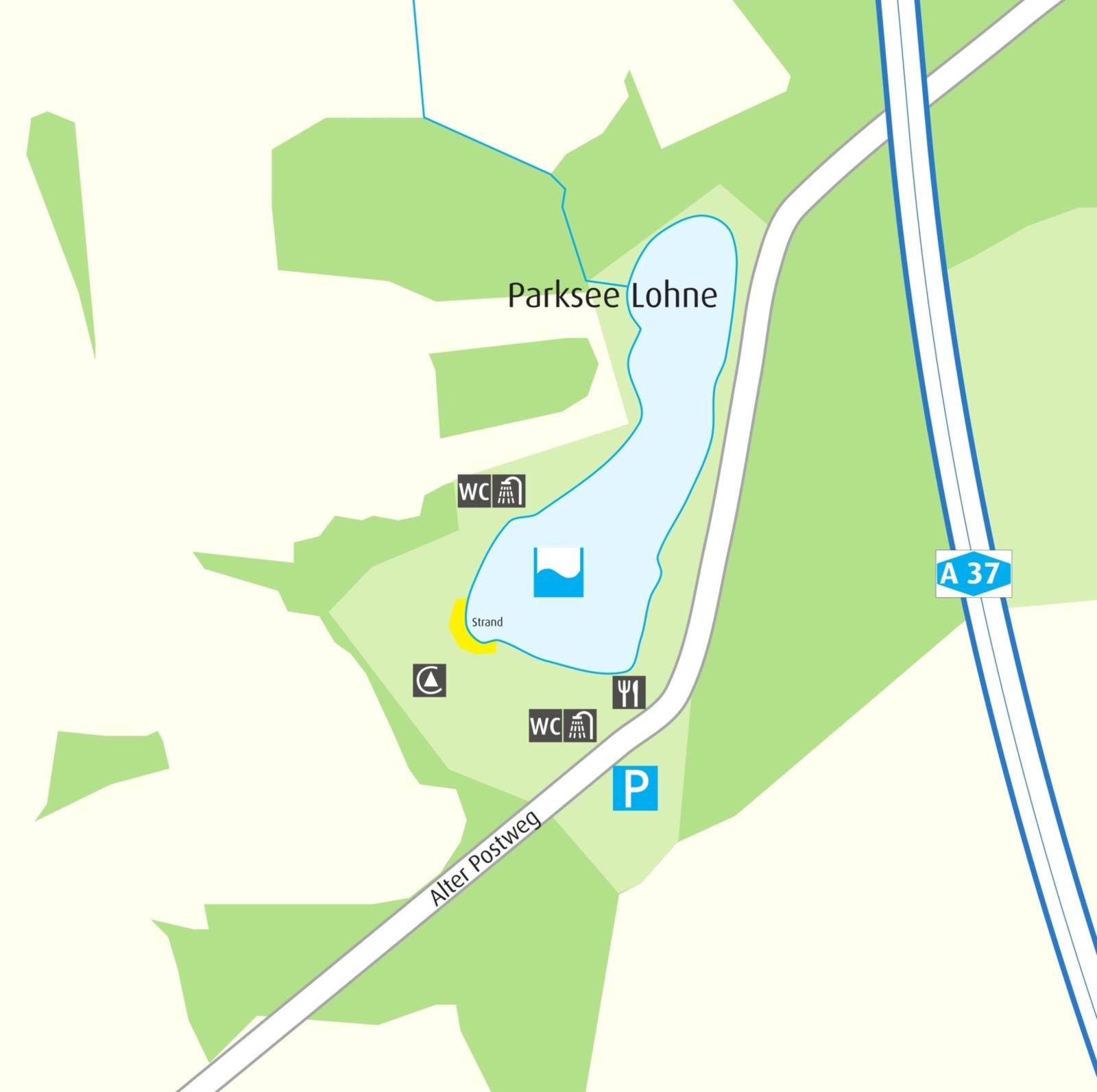 Mapa de cómo llegar al Parksee de Lohne