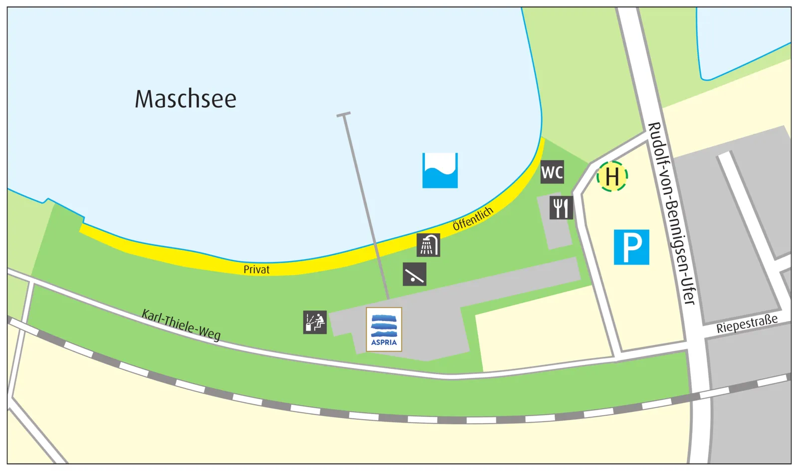 Kort over, hvordan man kommer til Maschsee-strandbadet