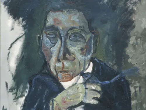 On peut y voir un portrait expressionniste de Hans Koch, peint par Otto Gleichmann, dans des tons de gris et de bleu.