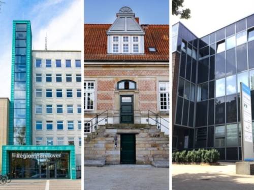 Collage aus drei Fotos mit den Dienstgeb&auml;uden des Fachdienstes Kultur und Medienbildung
