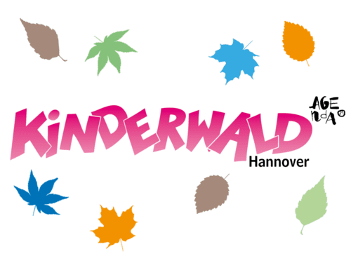 Kinderwaldschriftzug mit bunten Blättern