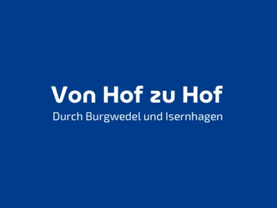 Ausschnitt eines Flyerdeckblattes mit blauem Hintergrund und Schriftzug