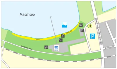 Kort over, hvordan man kommer til Maschsee-strandbadet