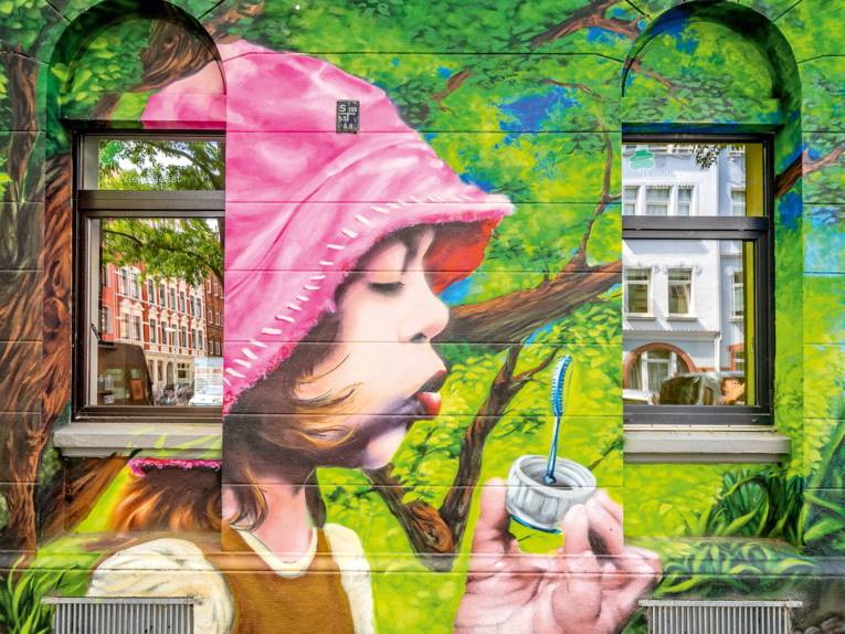 Graffiti in Linden: Das Seifenblasenmädchen