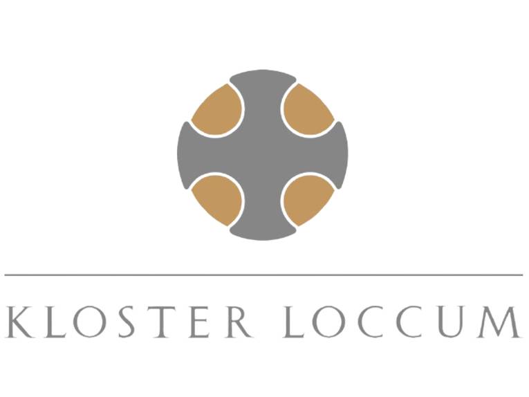 Logo: Symbol eines Radkreuzes, darunter die Buchstaben: "KLOSTER LOCCUM".