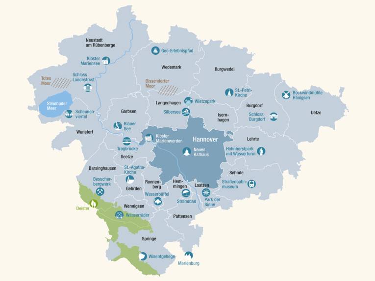 Übersichtskarte der Region Hannover