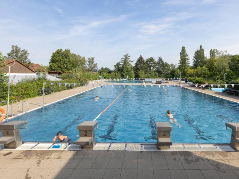 Schwimmbecken mit Startblöcken