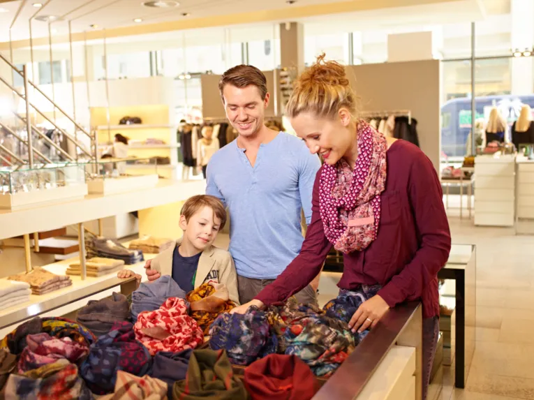 A family out shopping 