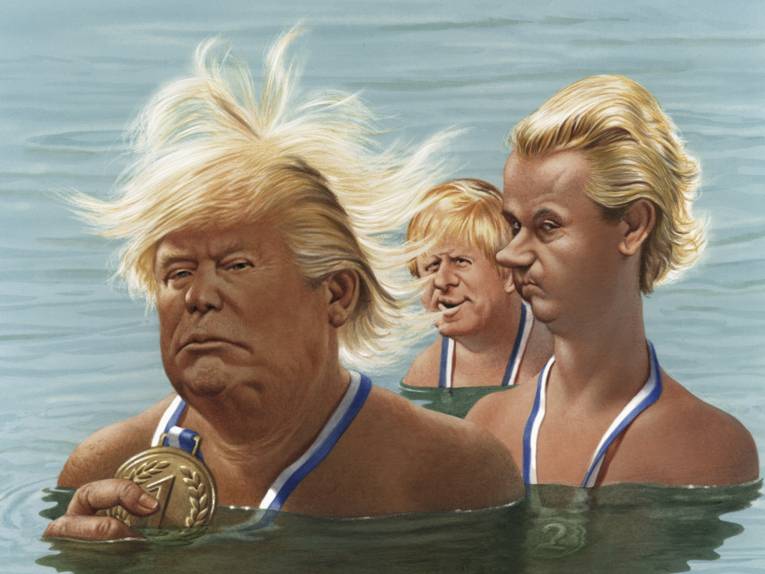 Zeichnungen dreier Männer mit langen Haaren