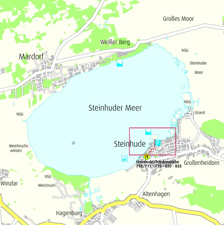 Routebeschrijving naar het zwemeiland Steinhude