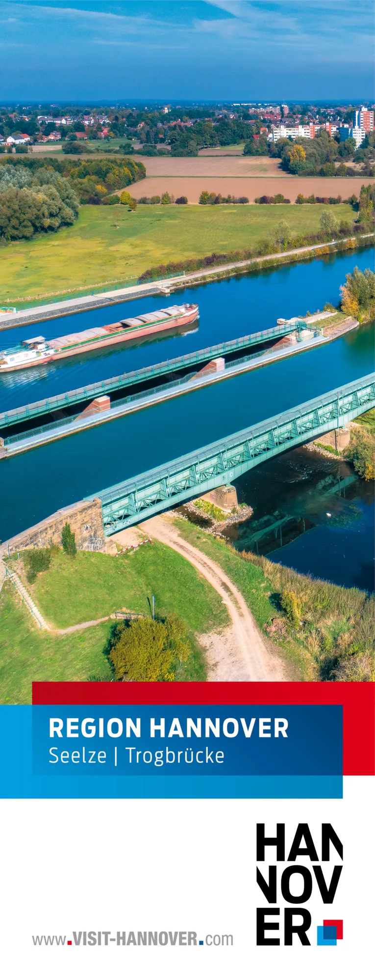 Seelze pr&auml;sentiert sich mit einem Motiv der Trogbr&uuml;cke.