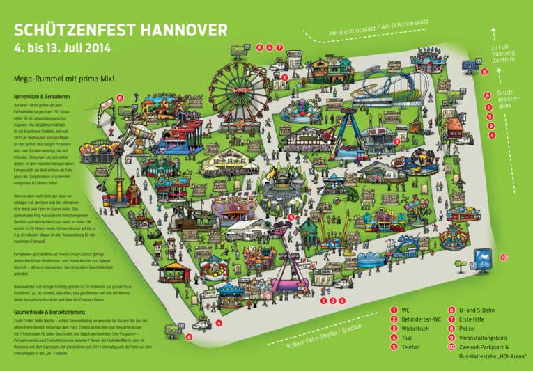 Eine Karte in Comic-Optik.